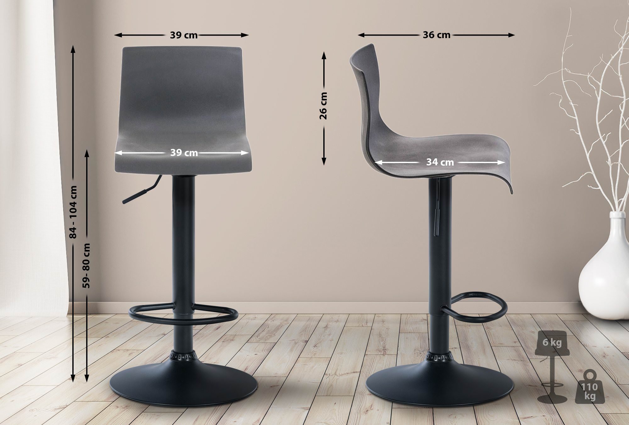 CLP Barhocker Hover Kunststoff, mit Lehne günstig online kaufen