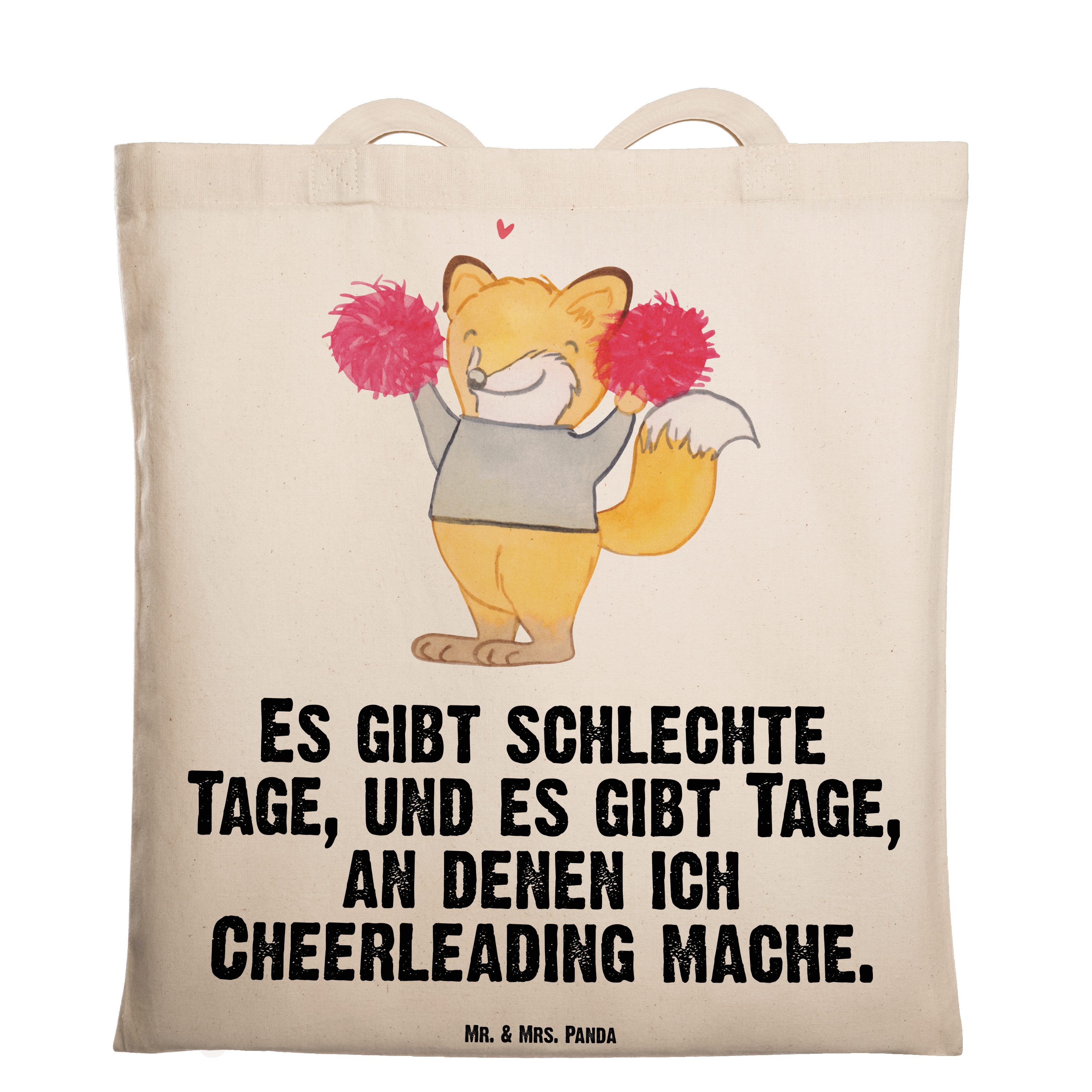 Mr. & Mrs. Panda Tragetasche Fuchs Cheerleader Tage - Transparent - Geschenk, Cheerleading, Turnie (1-tlg)