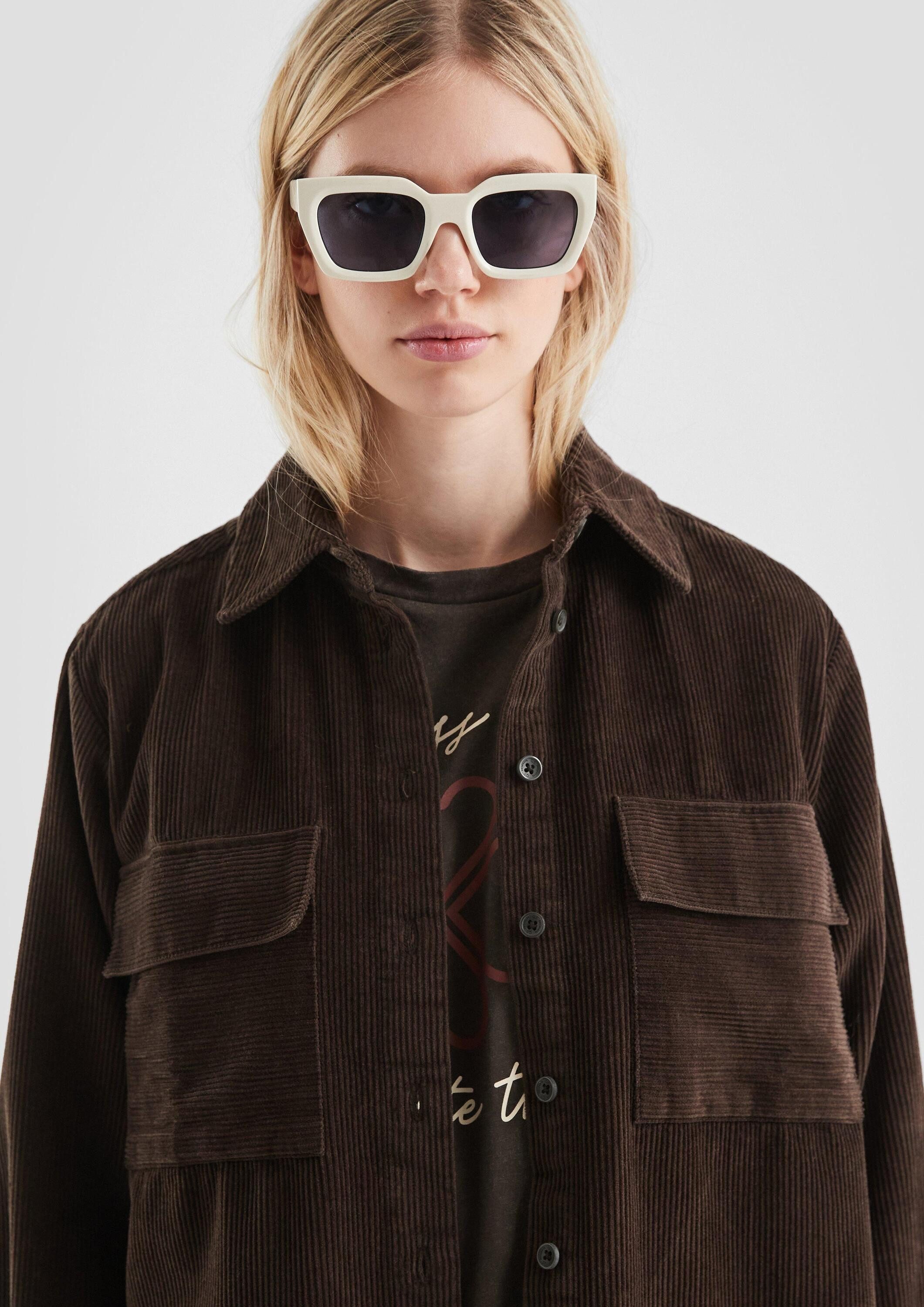 QS Hemdjacke Bluse Cord-Overshirt mit Brusttaschen