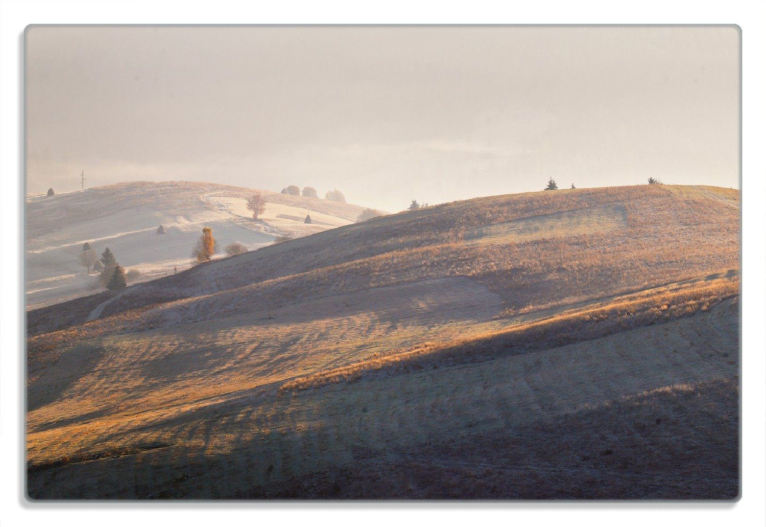 Wallario Frühstücksbrett Felder 20x30cm Sonnenaufgang, 4mm, (inkl. Herbstliche rutschfester Gummifüße 1-St), bei