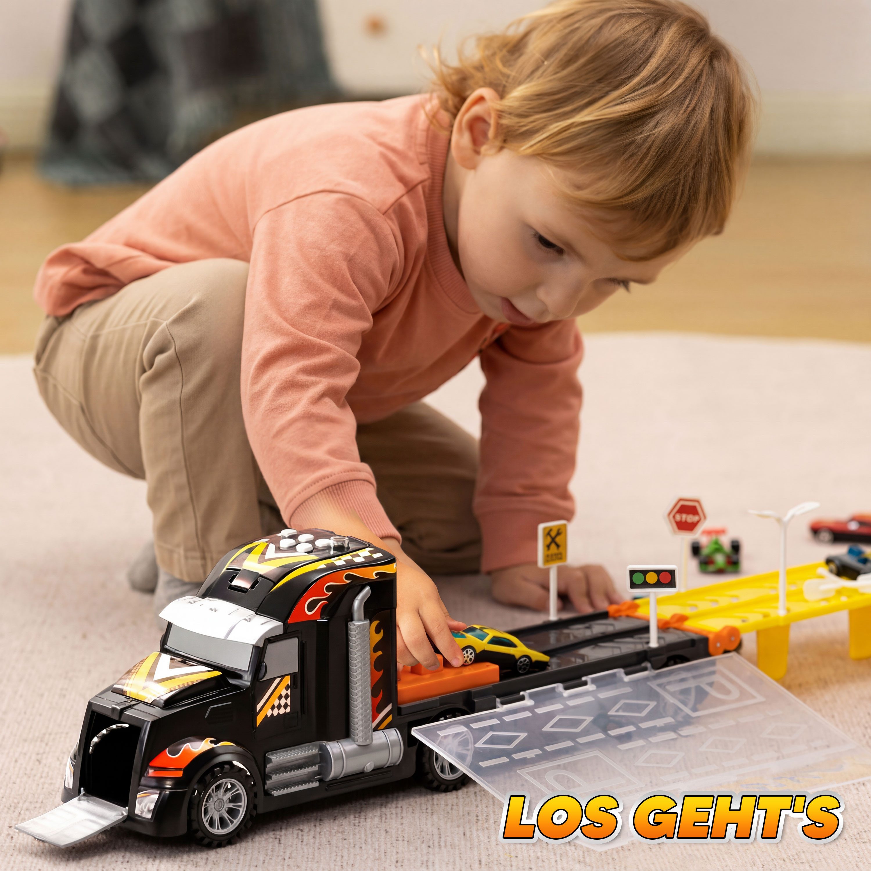 JOYIN Spielzeug-LKW JOYIN Transporter Truck für Jungen ab 3+,LKW Spielzeug Set