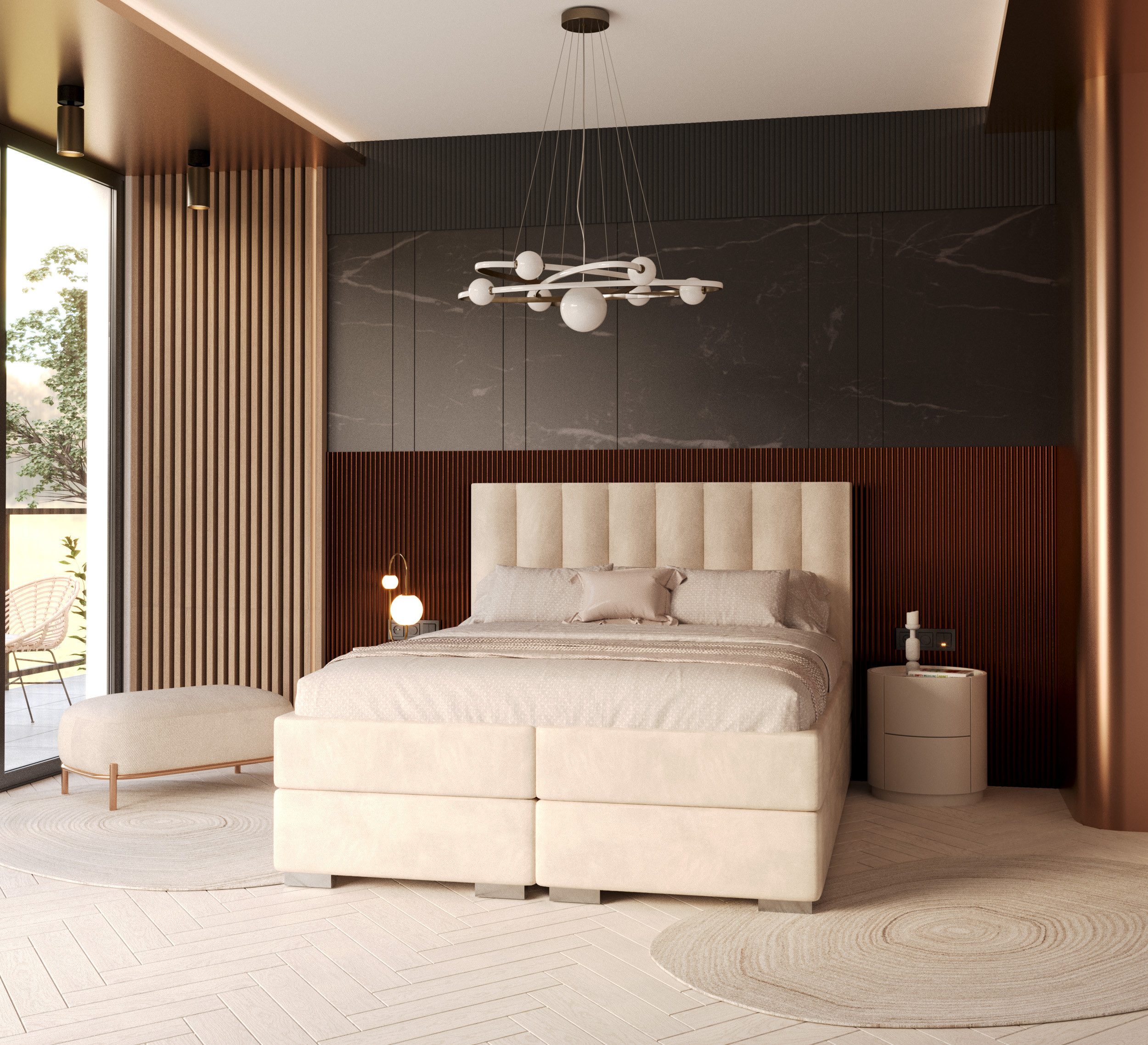 FDM Boxspringbett Polsterbett Stauraumbett Springbett 140x200, günstig online kaufen