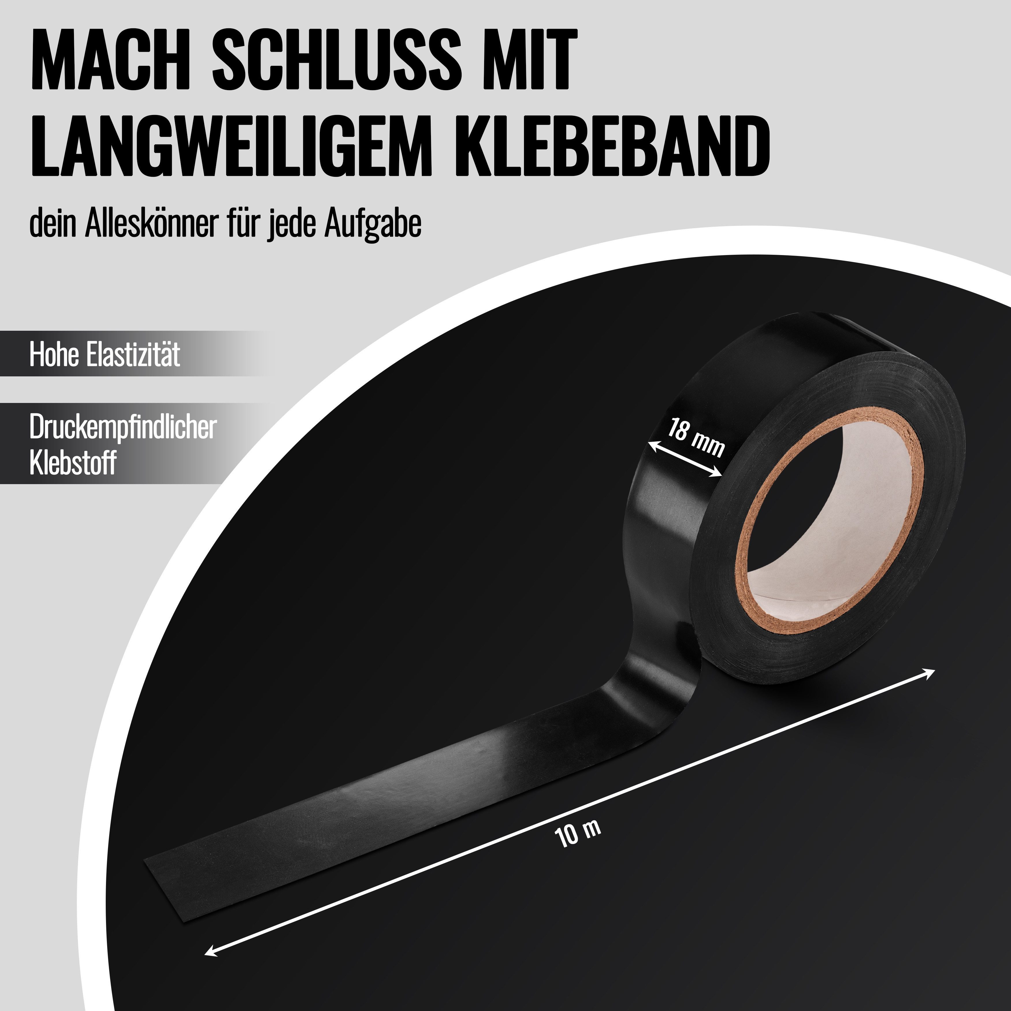 Poppstar Isolierband 10x 10m Universal Isolierband Klebeband Abdichtband (19mm breit, bunt)