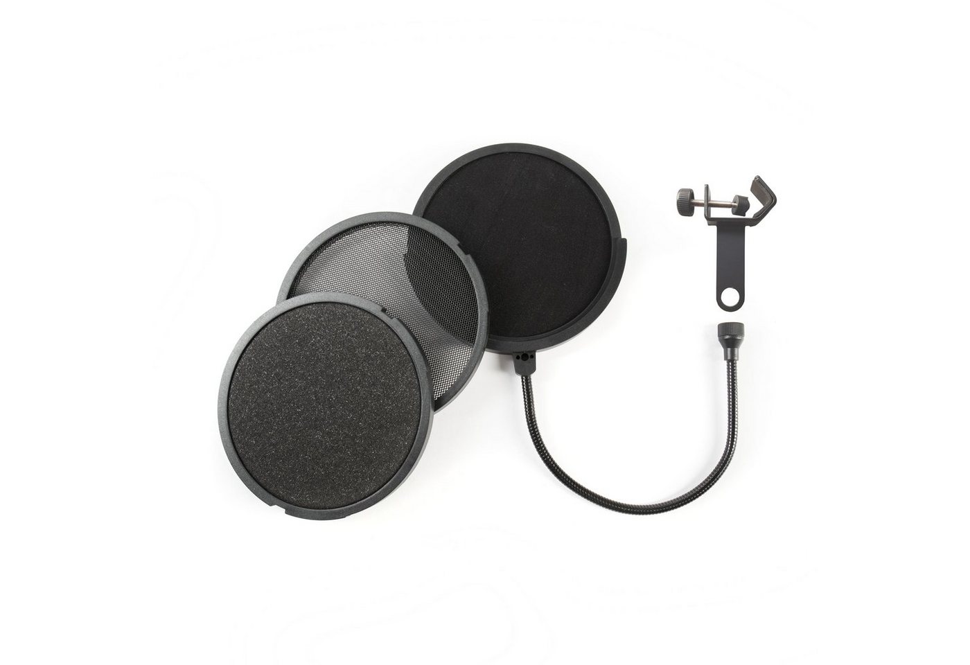 FAME Mikrofon-Halterung, (Audio Triple Pop 3-Fach Popfilter Effektiver Plosivschutz Austauschbare Aufsätze, Mic / Line Amps / Channel-Strips, Mikrofone, Popfilter, Plosivschutz, Austauschbare Aufsätze)