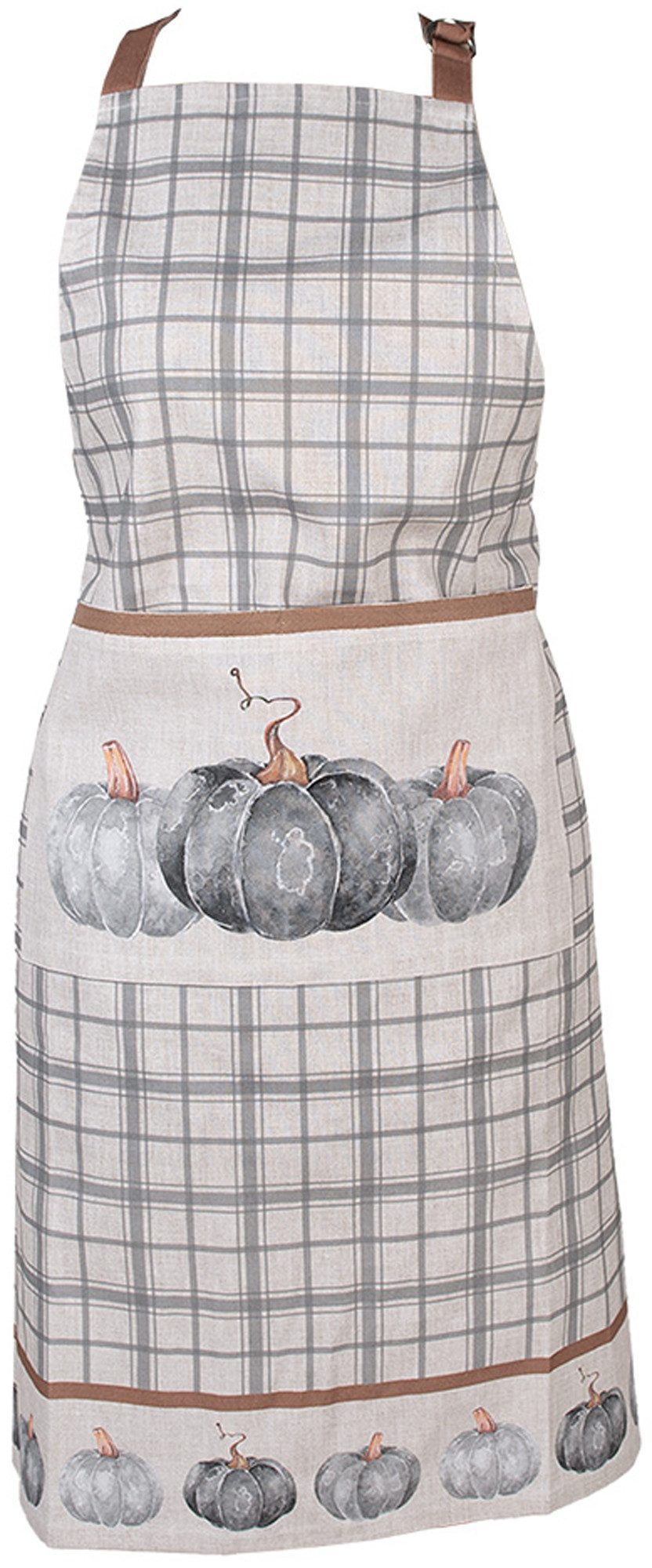 Clayre & Eef Kochschürze Country Style Pumpkin, (1-tlg., 1-teilig), Küchenschürze Nackenband aufgesetzte Tasche ca.70x85cm Baumwolle