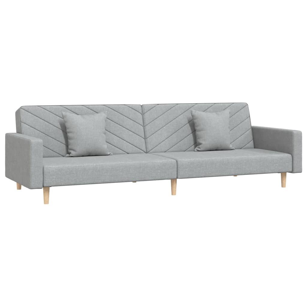 vidaXL Sofa Schlafsofa 2-Sitzer mit 2 Kissen Hellgrau Stoff