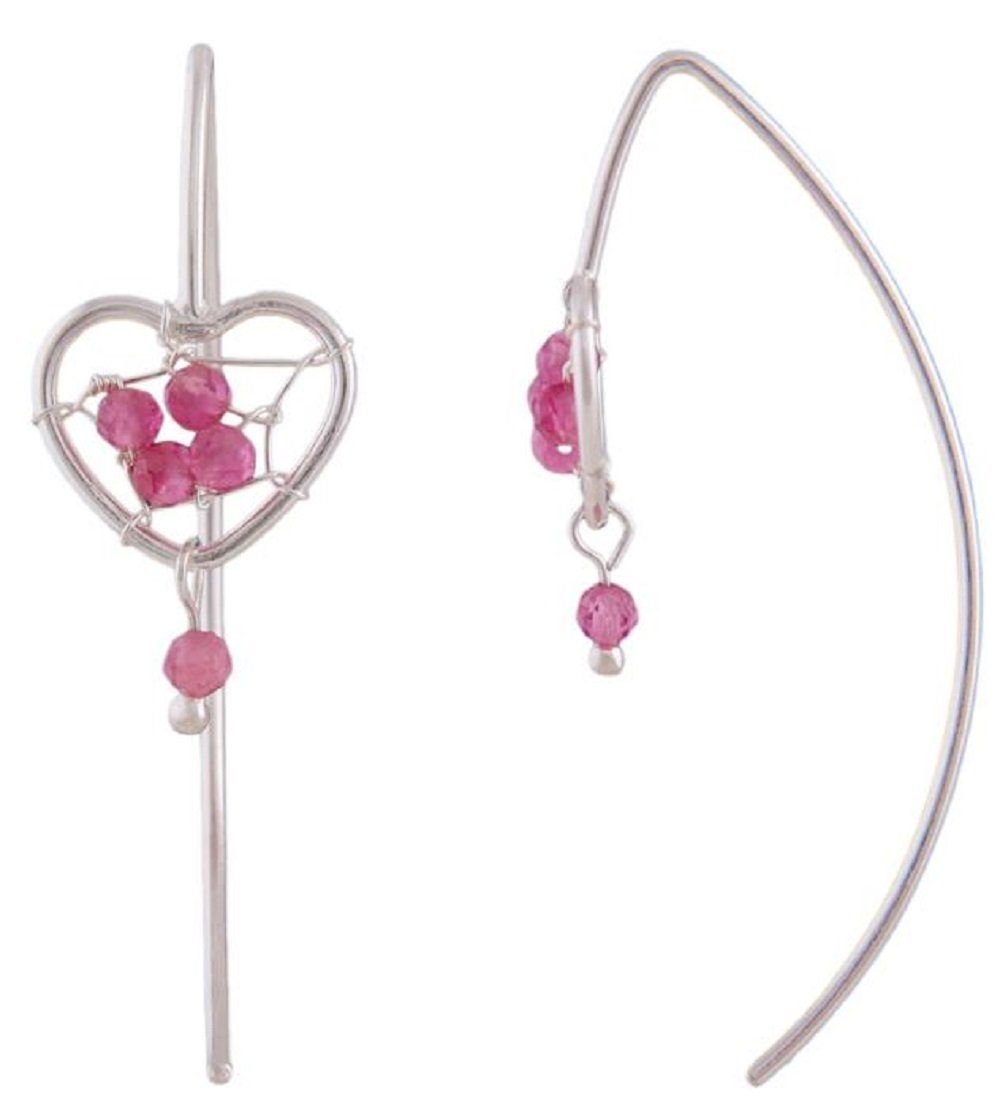 unbespielt Paar Ohrhänger Ohrringe Herz x für 33 Damen Glassteinen Schmuckbox, mm Silberschmuck rosa 925 10,5 Silber mit