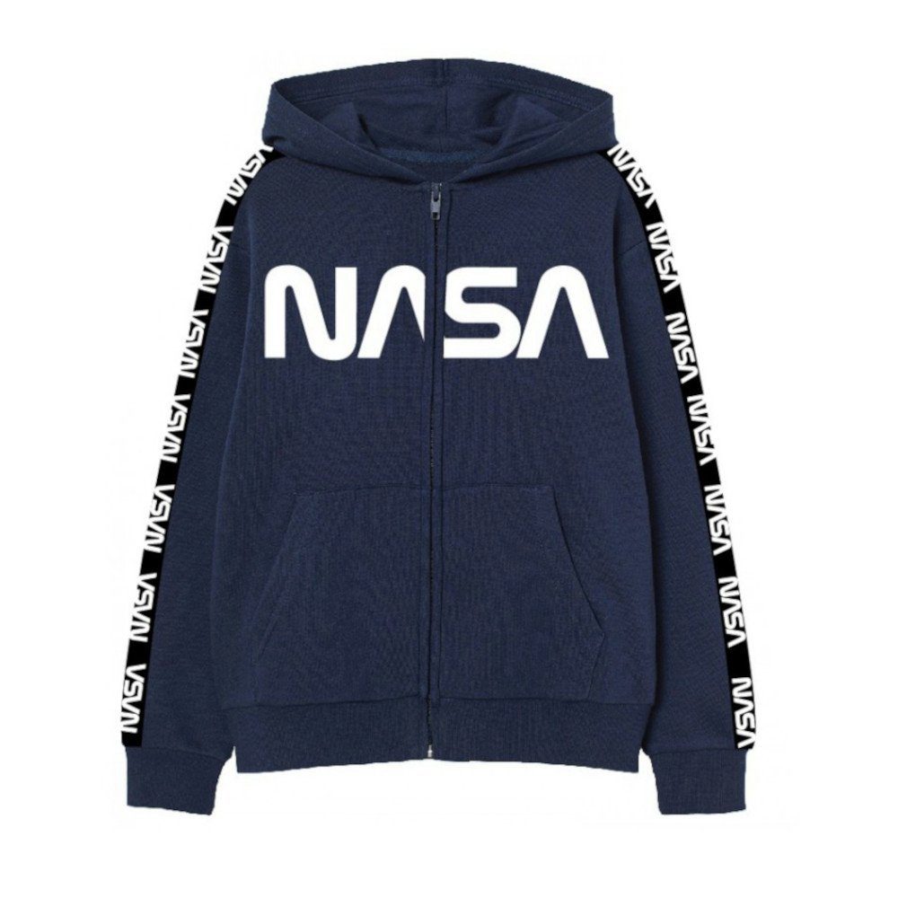 EplusM Collegejacke NASA Sweatshirt / leichte Jacke mit Reißverschluss, Kapuze und Schrift