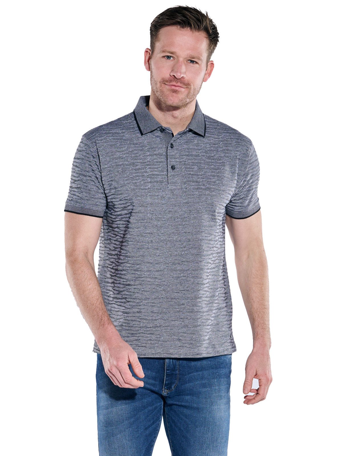 Poloshirt Herren Polo-Shirt strukturiert, Schwarz