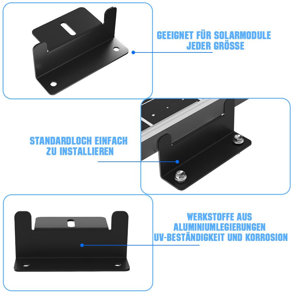 Rhein Beleuchtung Solarmodul-Halterung Solarpanel Halterung 4er Set aus Aluminium, Z-Montagewinkel, (bis 45 Zoll, Set, 4-tlg., Montageset für Wohnmobil, Boot, D – Bild 4 von 5