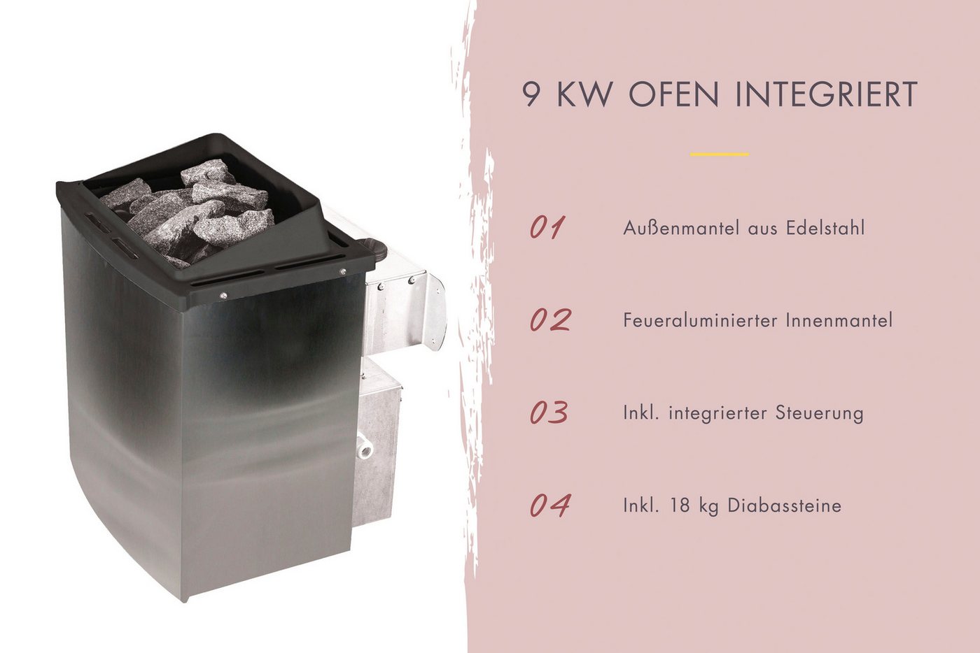 Thumbnail - Karibu Sauna Sanna 2, BxTxH: 264 x 198 x 212 cm, 40 mm, (Set) 9-kW-Ofen mit integrierter Steuerung
