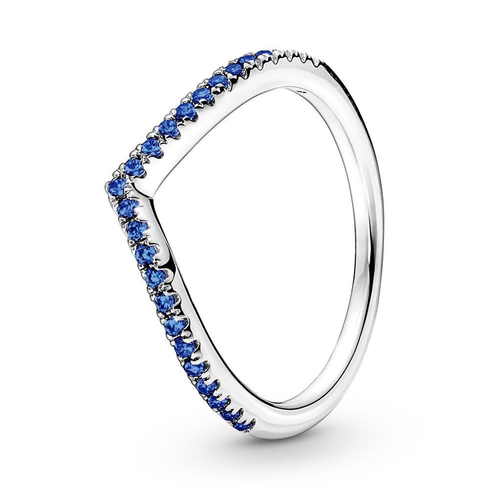Pandora Fingerring Wishbone Damenring von PANDORA aus 925er Silber mit blauen Zirkonia