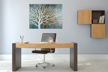 KUNSTLOFT Gemälde Where the Treetops glisten 100x75 cm, Leinwandbild 100% HANDGEMALT Wandbild Wohnzimmer