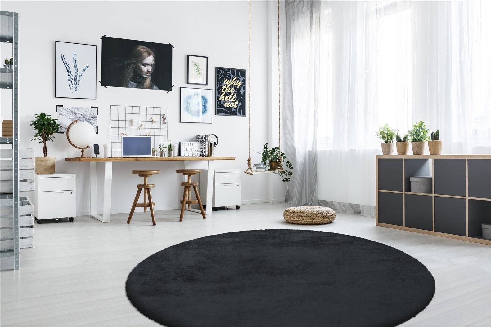 Kayoom Teppich in Anthrazit, 100% Polyester - 160x160cm (LxB)