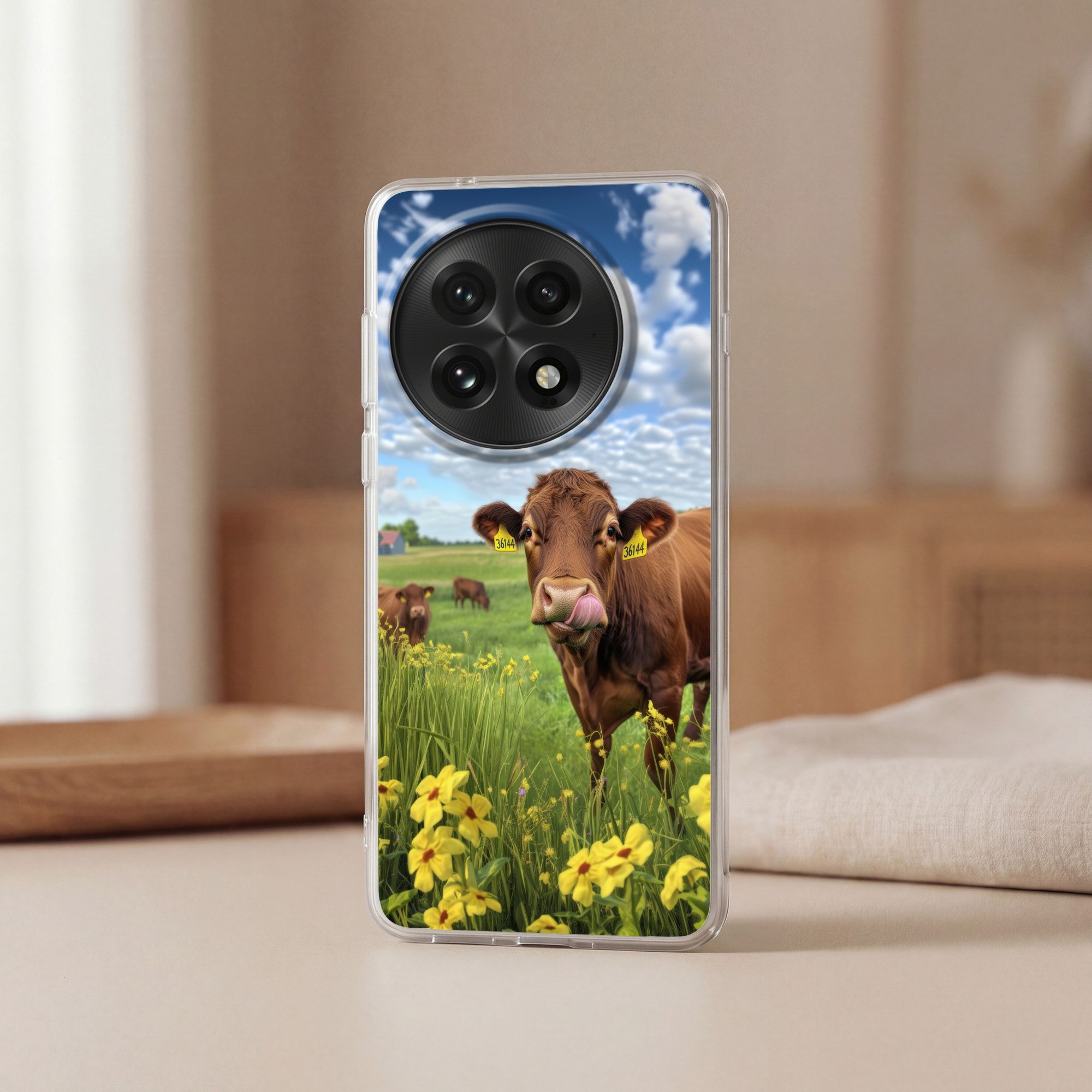 MuchoWow Handyhülle für OnePlus 13 Kuh - Wiese - Blumen, Phone Case, Silikon, Schutzhülle Dünn