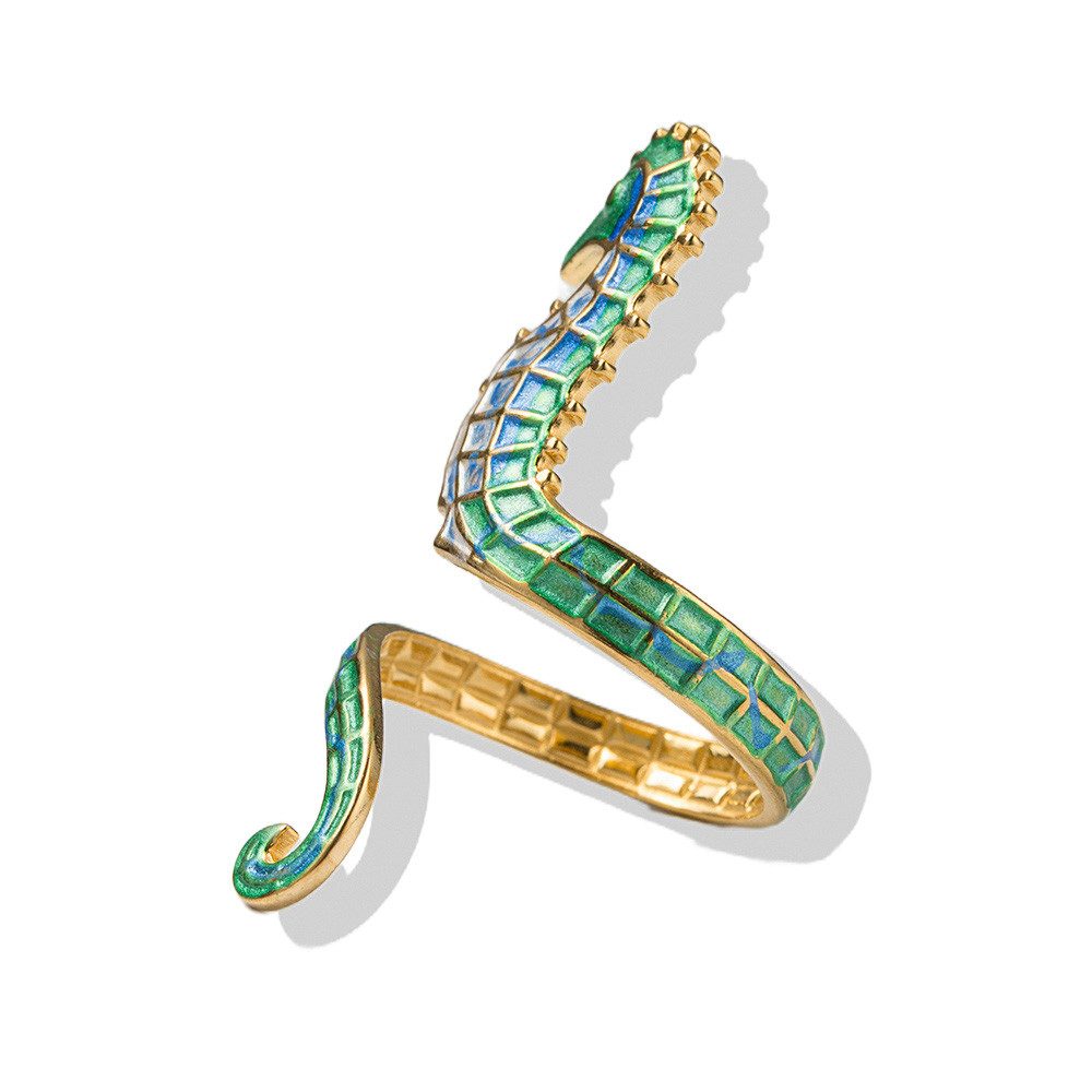 Firetti Fingerring Schmuck Geschenk Edelstahl Emaille Damenring Seepferd, Made in Germany - Schmuckelement, Schmuckelemente, Emaille