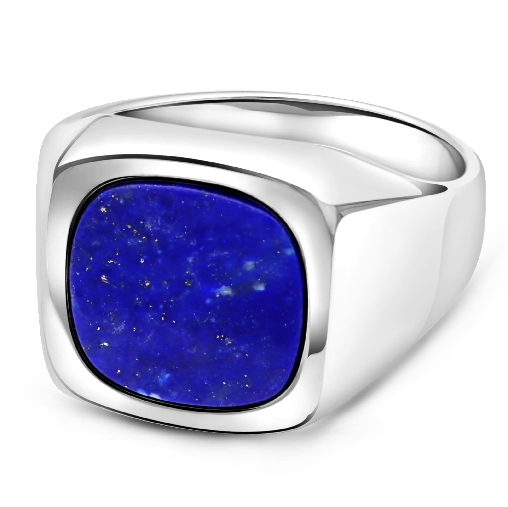 Siegelring Siegelring Lapislazuli Blau Massiv 925er Sterling Silber, Made in Italy für Damen und Herren
