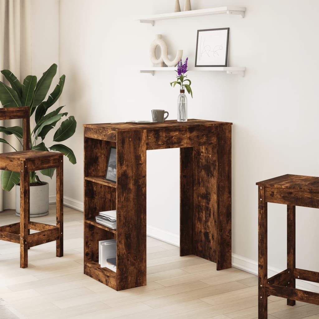 vidaXL Esstisch Bartisch mit Regal Räuchereiche günstig online kaufen