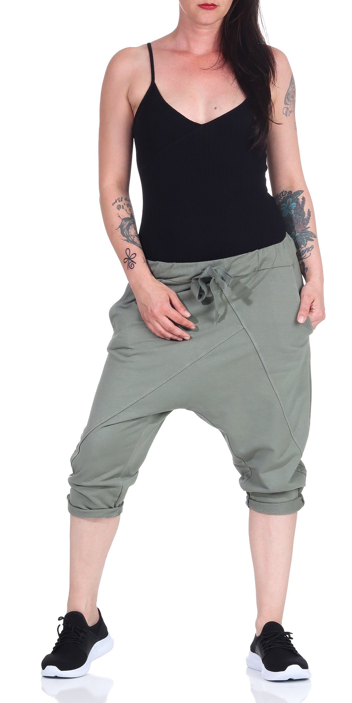 CLEO STYLE Jogginghose Bermuda 107 Oliv günstig online kaufen