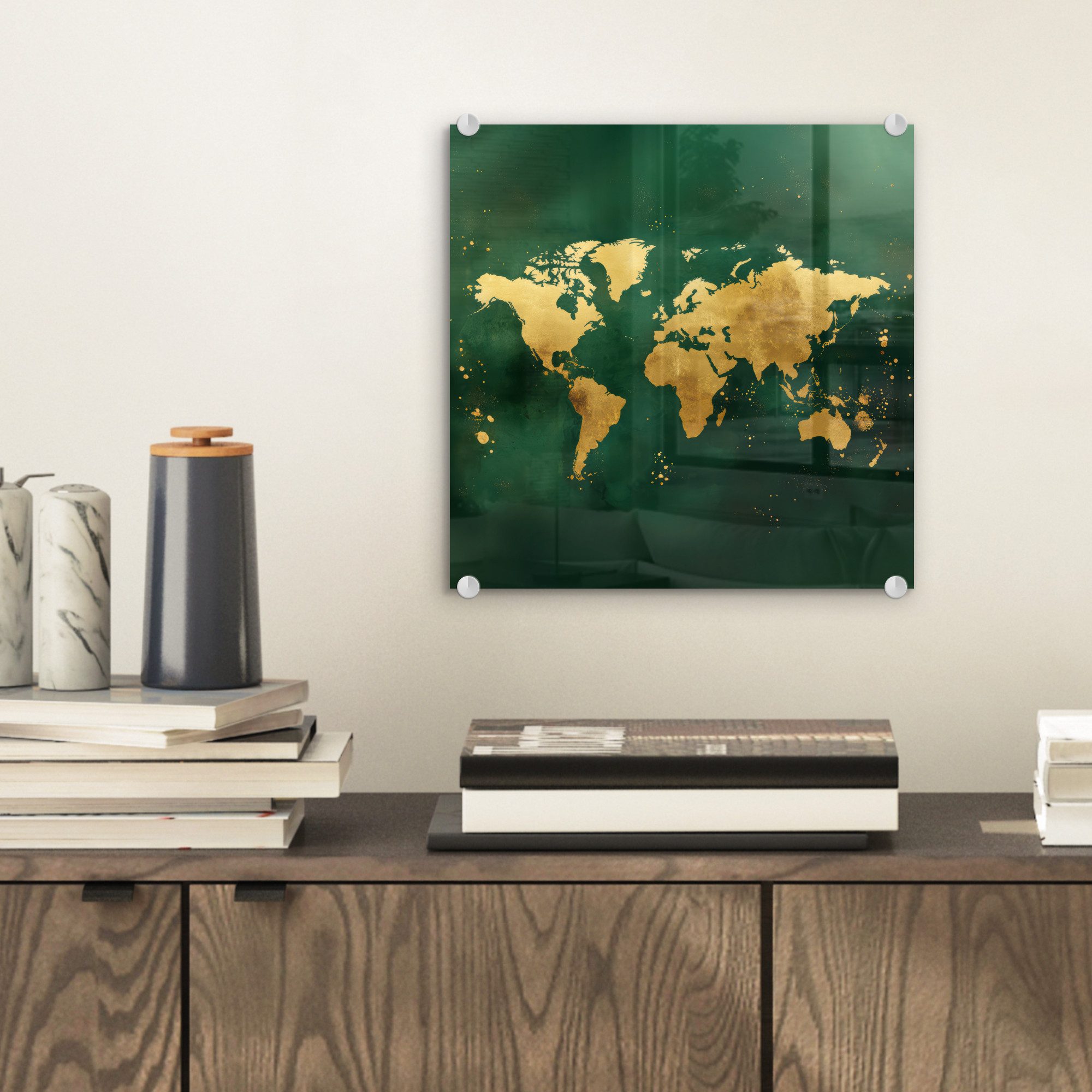 MuchoWow Acrylglasbild Weltkarte - Grün - günstig online kaufen