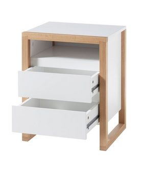 MCA furniture Nachtkonsole Facil (Nachttisch in weiß Lack mit Eiche massiv, Höhe 60 cm), auch für Boxspring