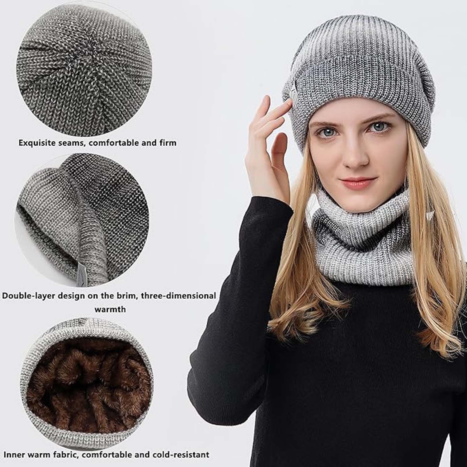 Coonoor Mütze & Schal Wintermütze Strickmütze mit Schal Damen Warme Winterm günstig online kaufen