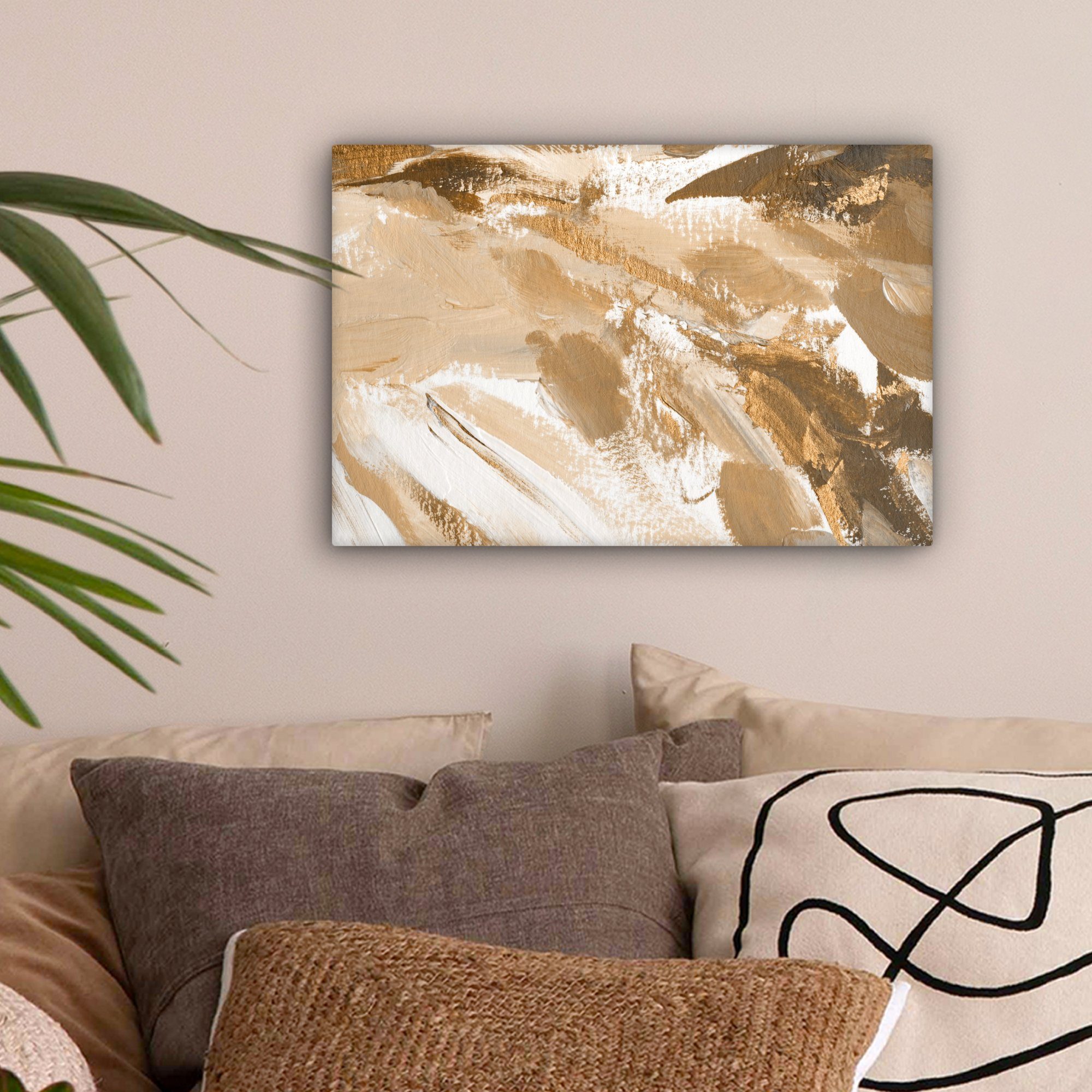 OneMillionCanvasses® Leinwandbild Gold - Beige - Abstrakt, Fotodruck (1 St) günstig online kaufen