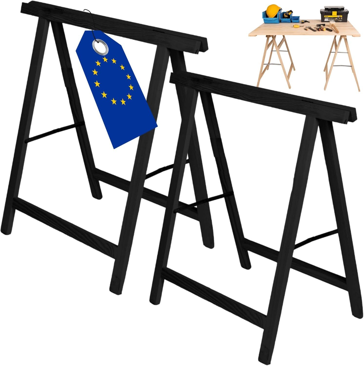 Modo24 Sägebock Holzbock, Klappbock, Arbeitsbock, Tapezierbock, Montagebock, Unterstellbock SDKM, 73x73x44 cm, 4 Farben und verschiedene Sets