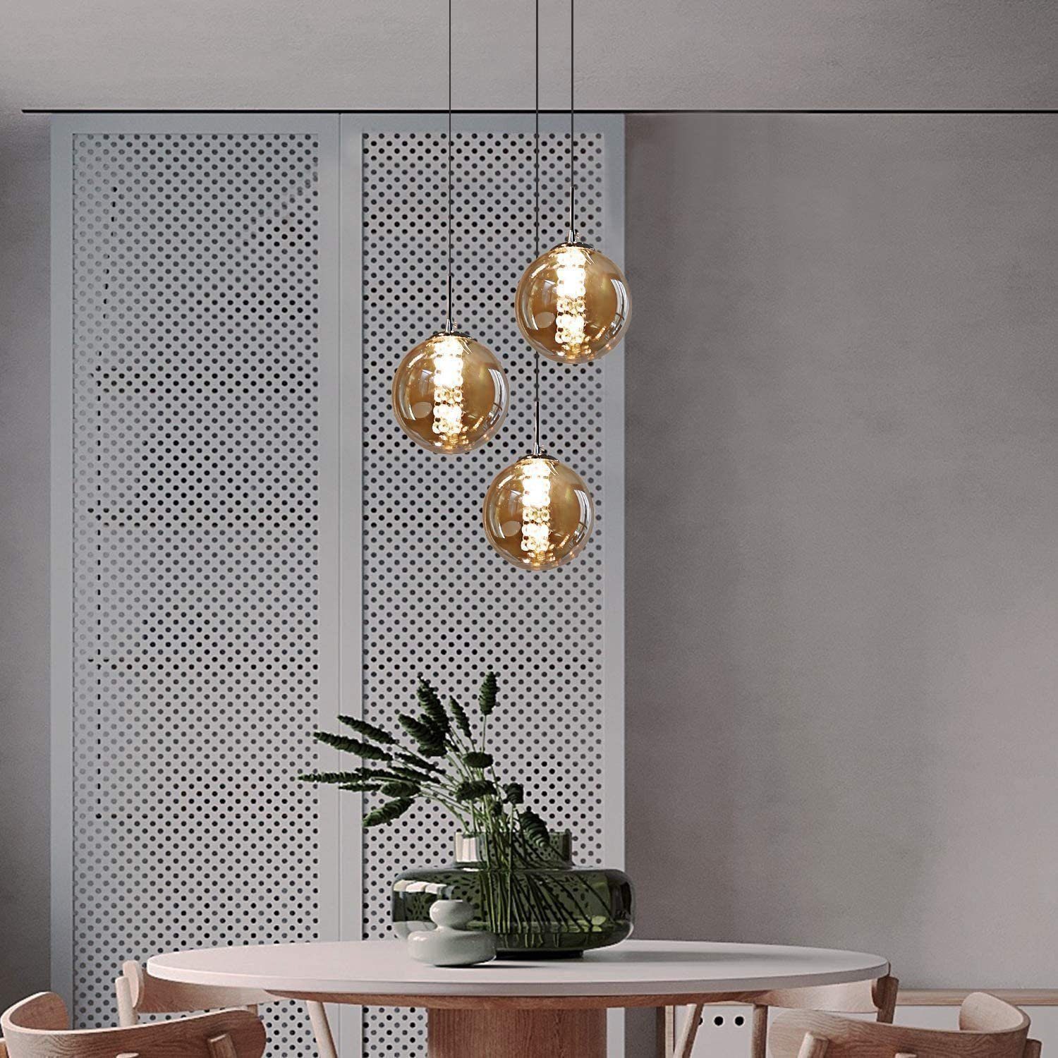 Nettlife Pendelleuchte G9 Pendelleuchte 3-flammig Bernstein/Grau Glas, Höhe günstig online kaufen