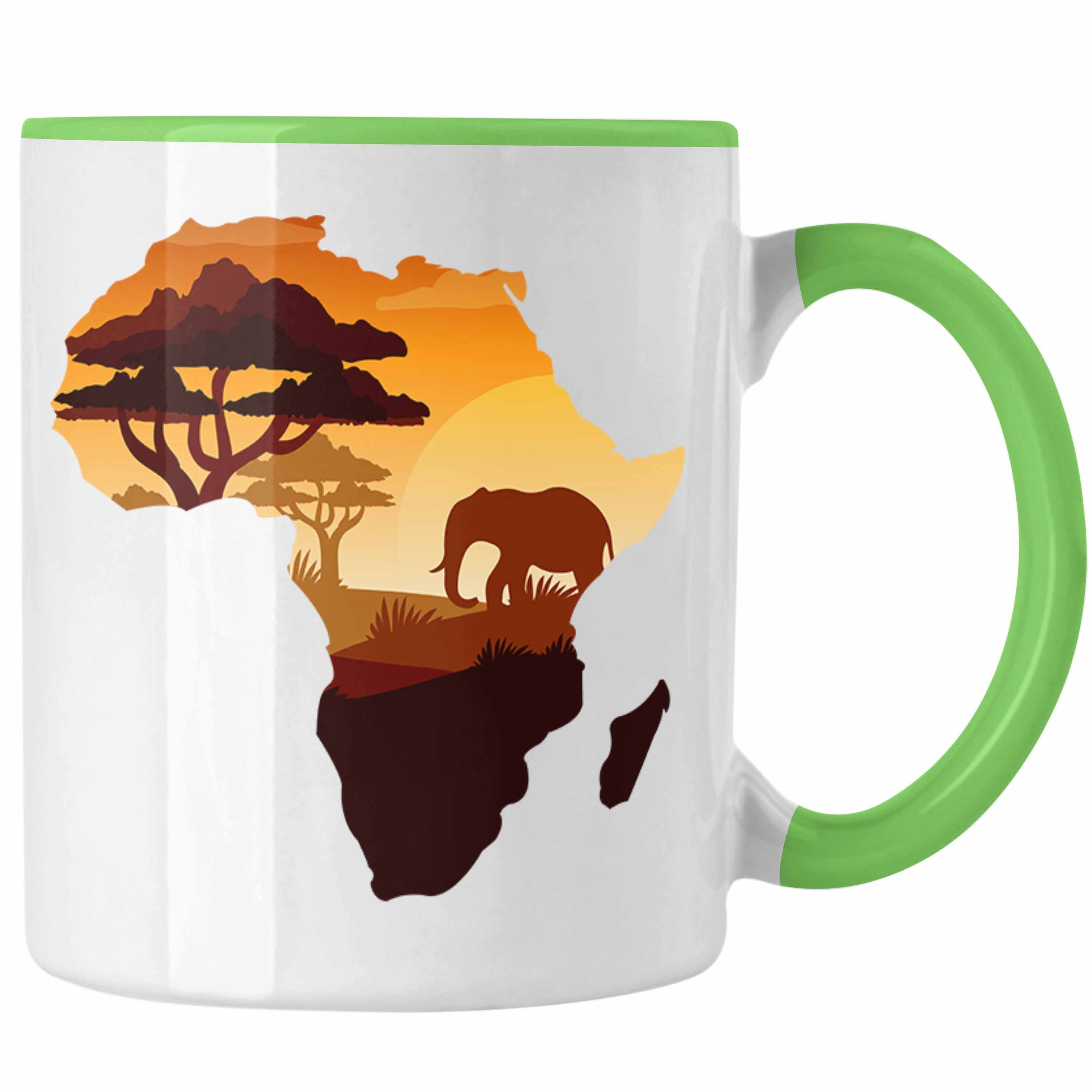Trendation Tasse Tasse Afrika Safari Tierliebhaber Abenteurer Afrika Map Geschenkidee Grün