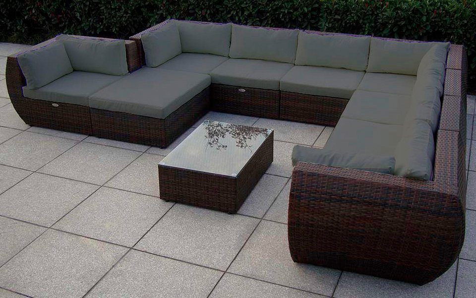 Loungeset »Extreme«, 1 XXL Sofa, 1 Hocker, Tisch, Polyrattan Loungeset »Extreme«, 1 XXL Sofa, 1 Hocker, Tisch, Polyrattan