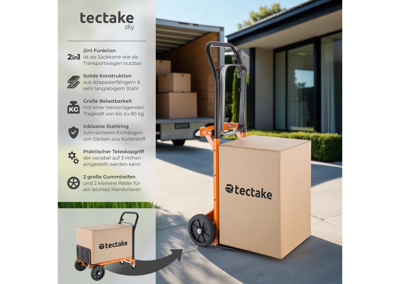 Thumbnail - tectake Sackkarre, 2 in 1