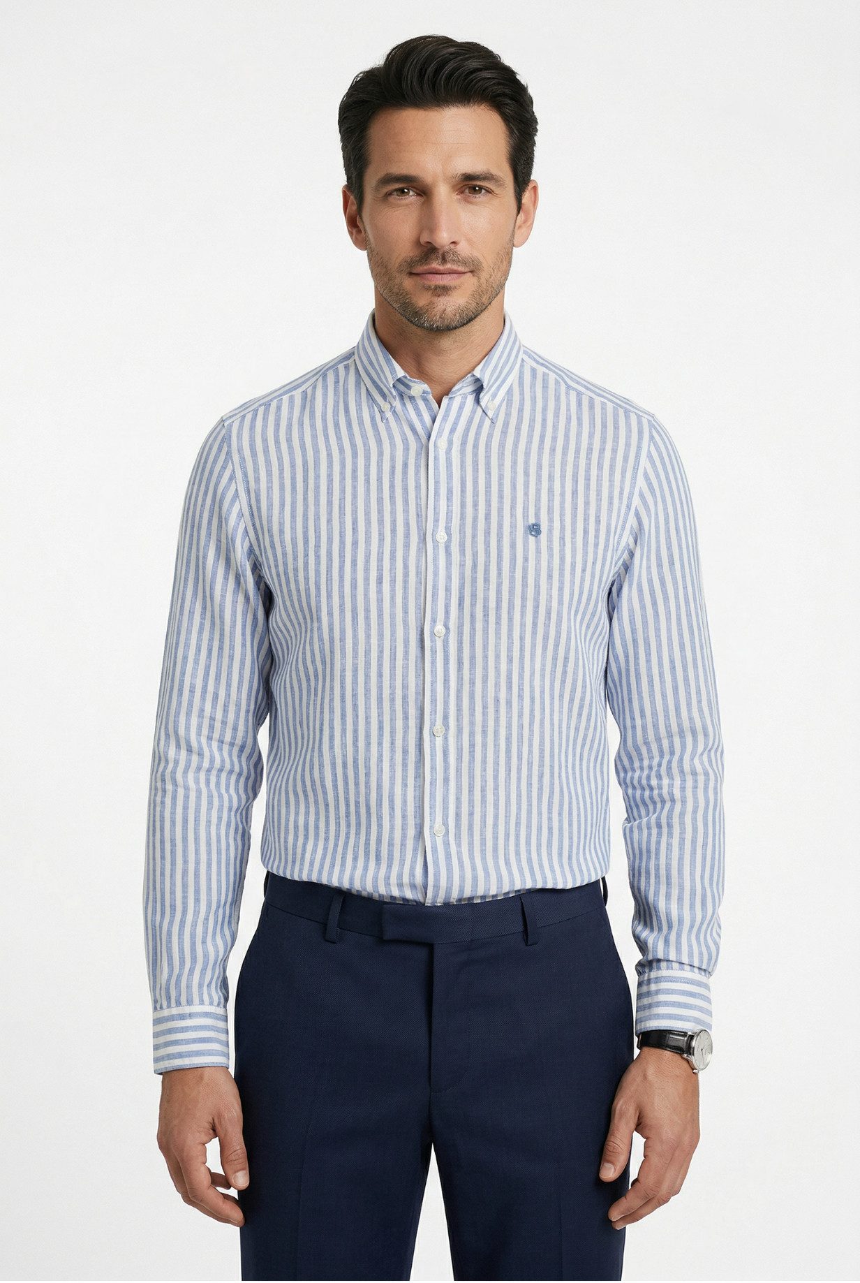 BOSS Leinenhemd LIAM 100% Leinen Premium Sommerhemd, Button-Down-Kragen, regular fit