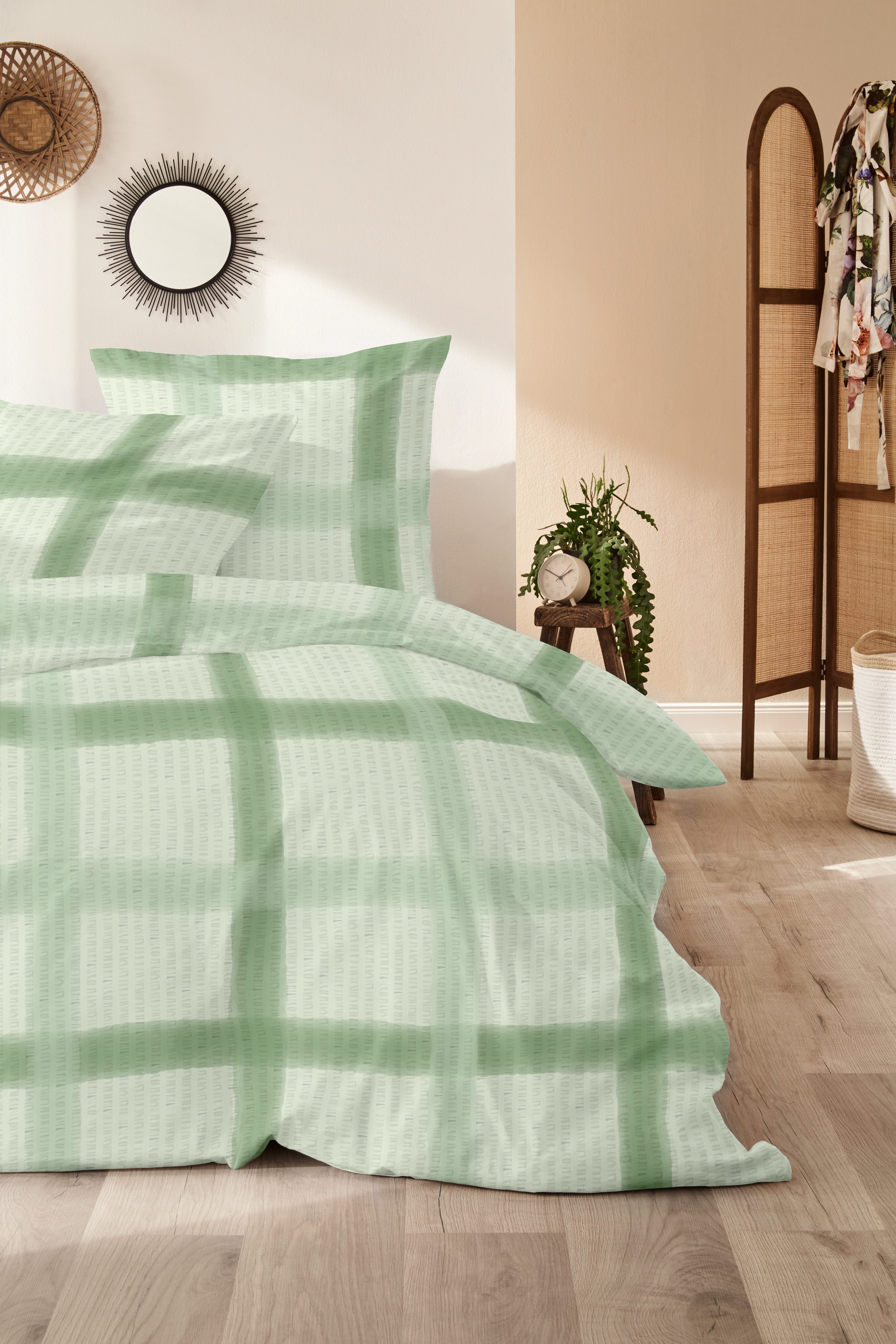 Primera Bettwäsche Soft-Seersucker-Bettwäsche Raster, Soft-Seersucker, 2 teilig