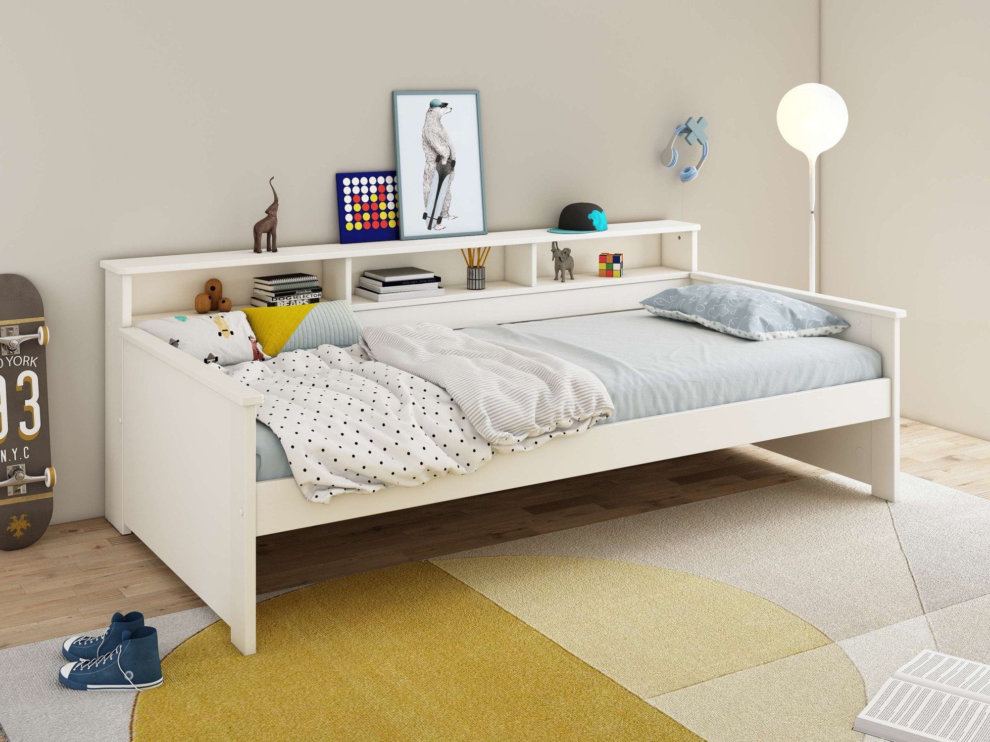 Jugendbett KERO, Daybed, Stauraumbett, platzsparend, Stauraum, 90x200cm