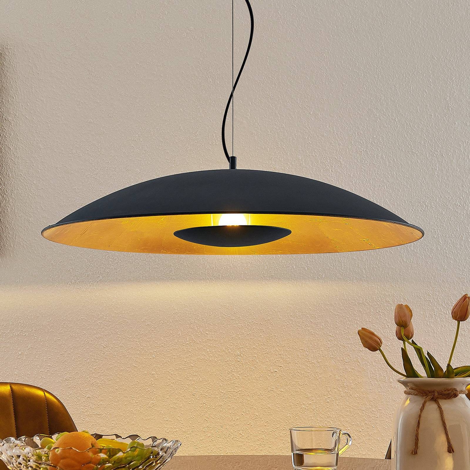 Lindby Hängeleuchte Narisara, Metall, Schwarz IP20, 1 x 60 W