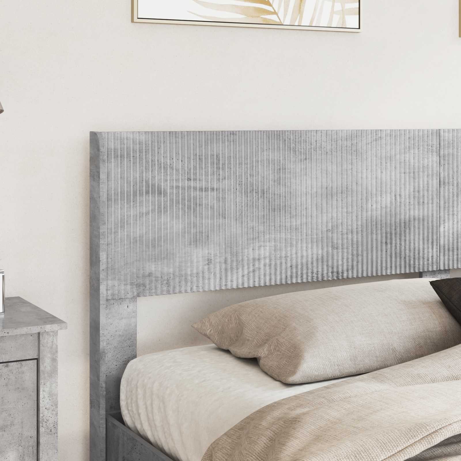 vidaXL Bett Bettgestell mit Stauraum und Kopfteil Betongrau 180 x 200 cm (1-tlg)