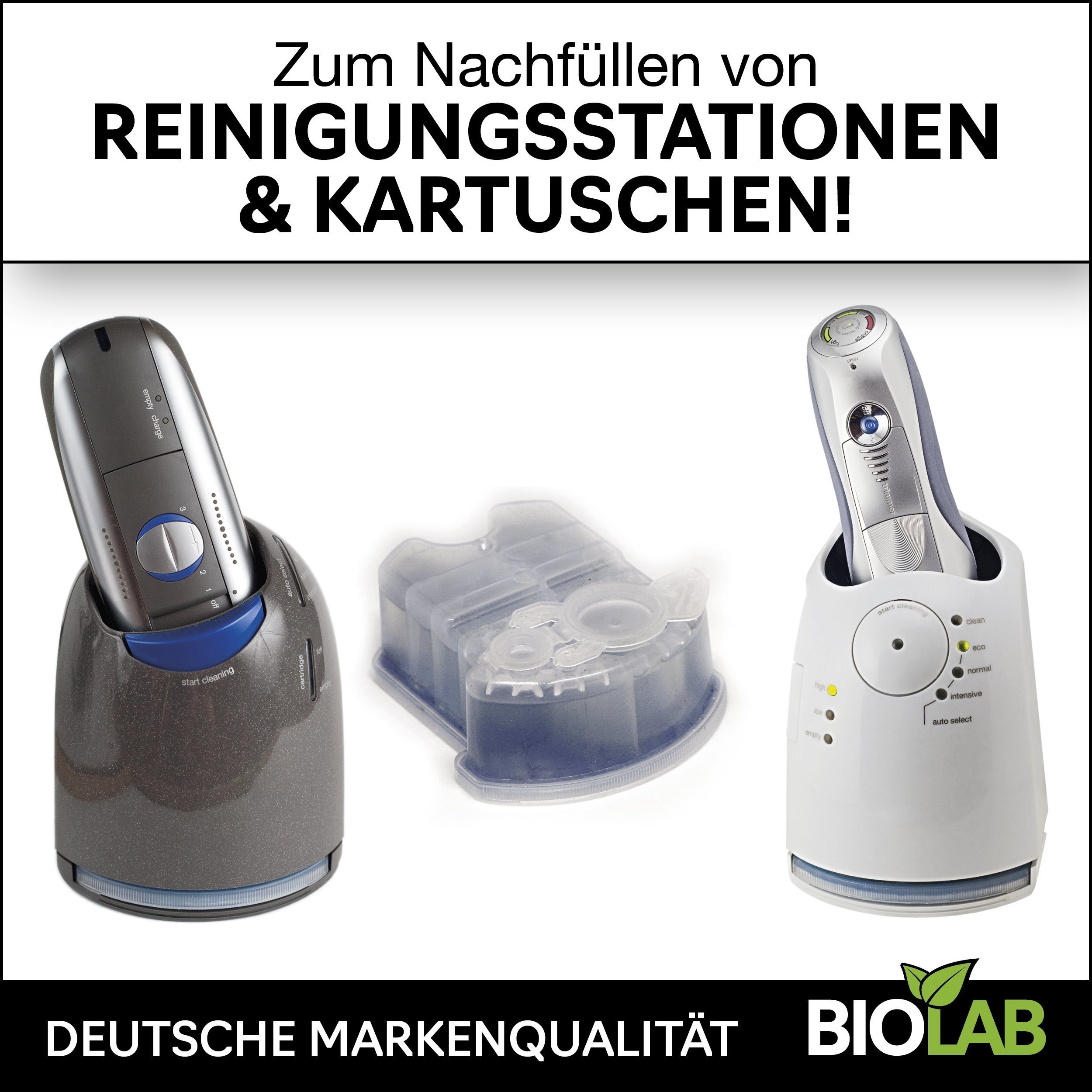 (1-St. für Reinigungskartuschen) BIOLAB Nachfüllflüssigkeit Scherkopfreiniger 1000 ml Elektrorasierer Reinigungslösung