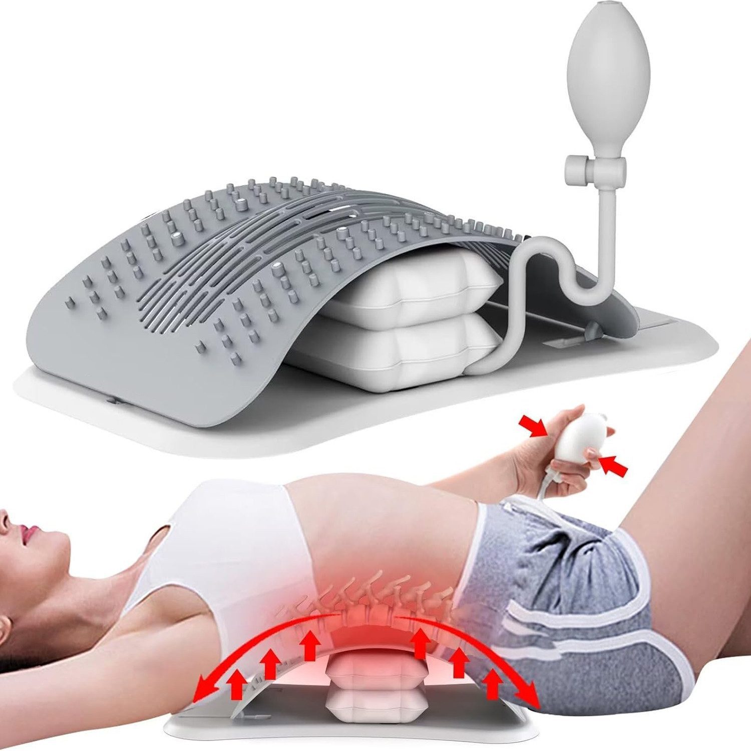 AURIVION Massagegerät Rückentrainer mit Airbag & 8 Magneten, Set 1-tlg., Lindert Ischias & Bandscheibenprobleme, Tiefenwirksame Massage bei Skoliose