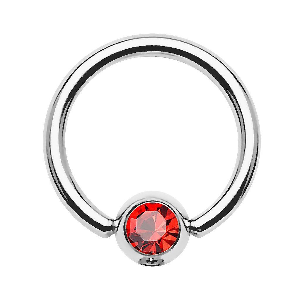 Taffstyle Nasenpiercing BCR Klemmring Tragus Universal Ring Silber Rot 1,2mm x 10mm x 4mm (Cartilage Tragus Helix Orbital Brust Lippenbädchen Lippenpiercing), Intim Piercing Edelstahl Nasenpiercing Nasenring Nase Ohrpiercing Ohr