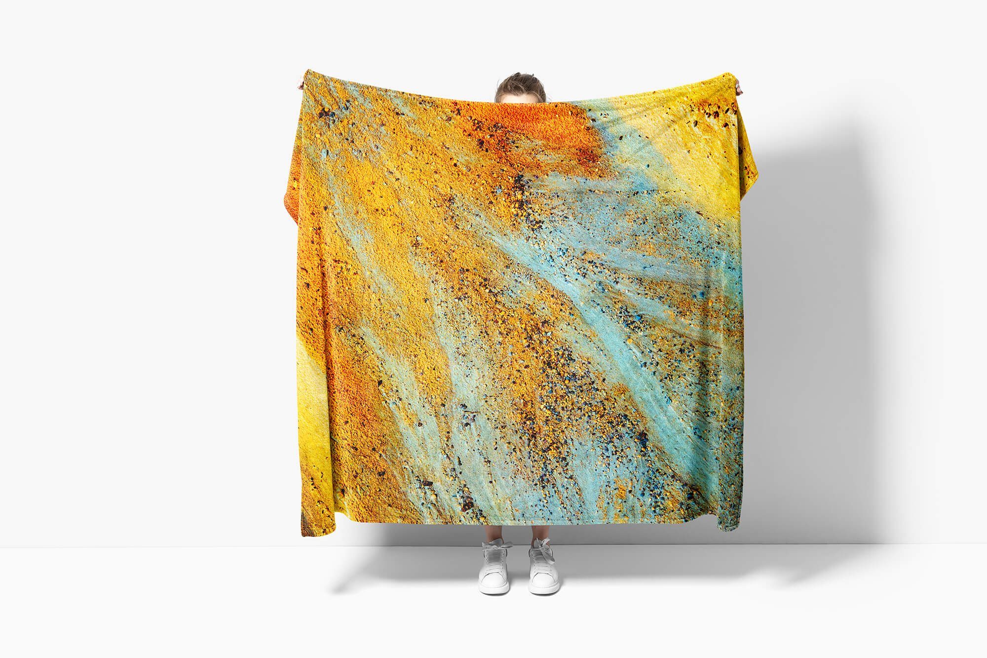 Kunstvoll A, (1-St), Handtücher Handtuch Kuscheldecke mit Nahaufnahme Handtuch Fotomotiv Sand Sinus Saunatuch Art Baumwolle-Polyester-Mix Strandhandtuch
