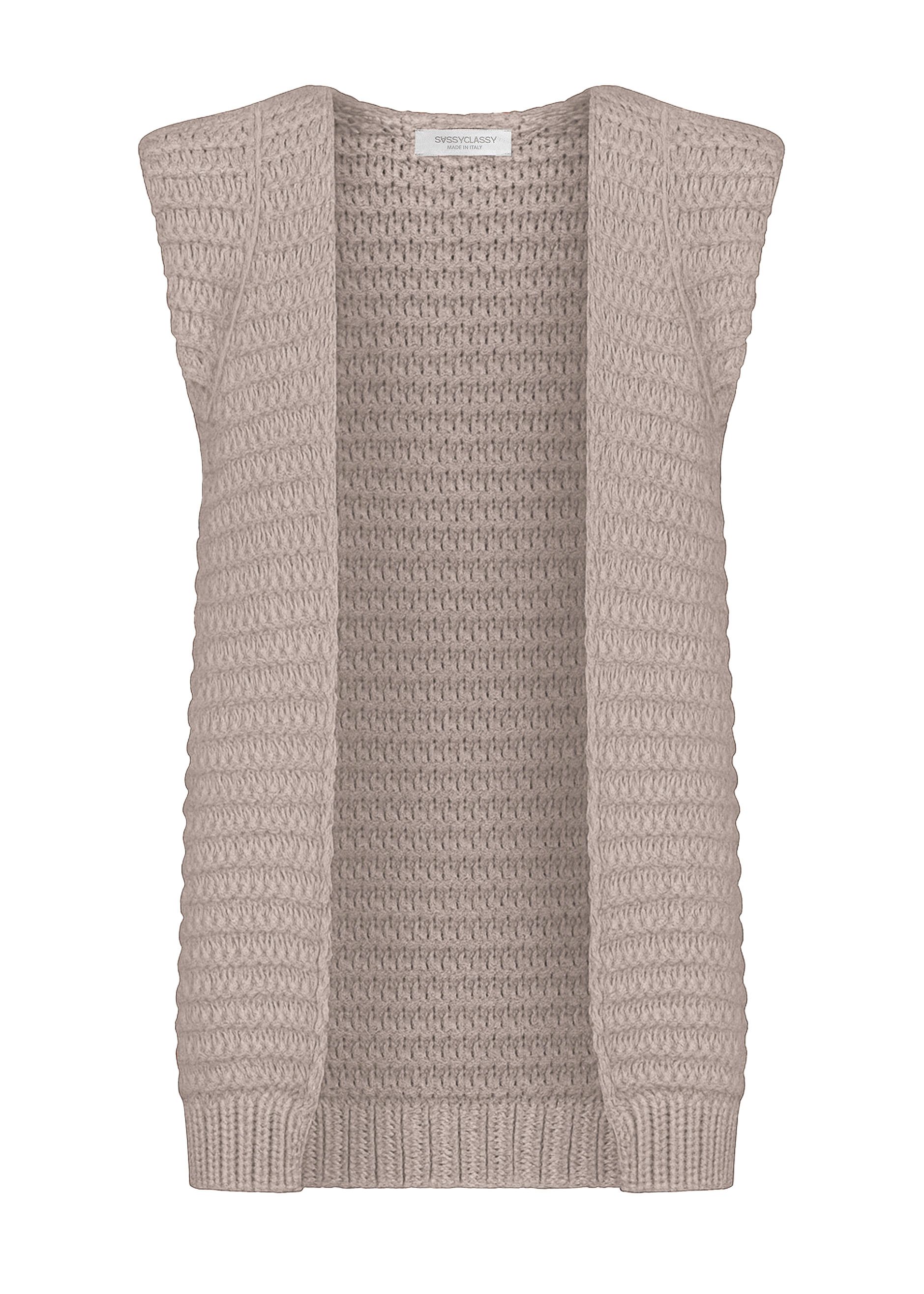 SASSYCLASSY Kurzweste Lange ärmellose Strickweste für günstig online kaufen