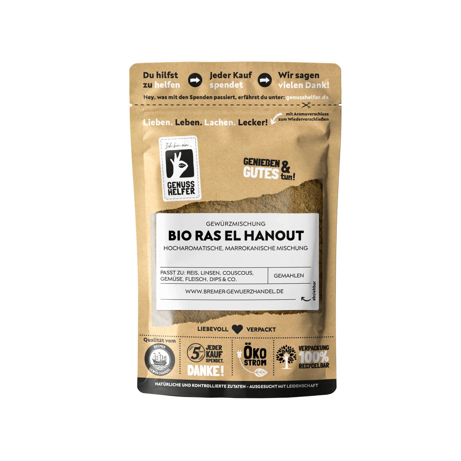 Bremer Gewürzhandel Gewürz Ras el Hanout BIO, afrikanische Gewürzzubereitung, gemahlen, 65 g
