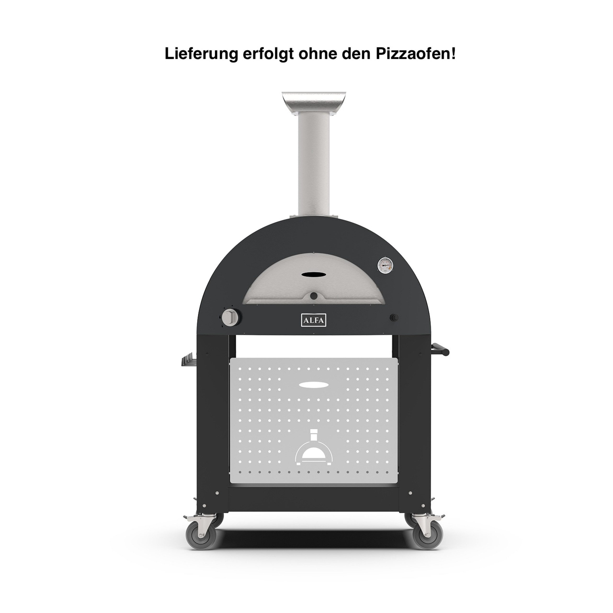 Alfa Forni Pizzaofen Alfa Forni Unterbau 2 Pizze für CLASSICO / MODERNO Pizzaofen Schwarz