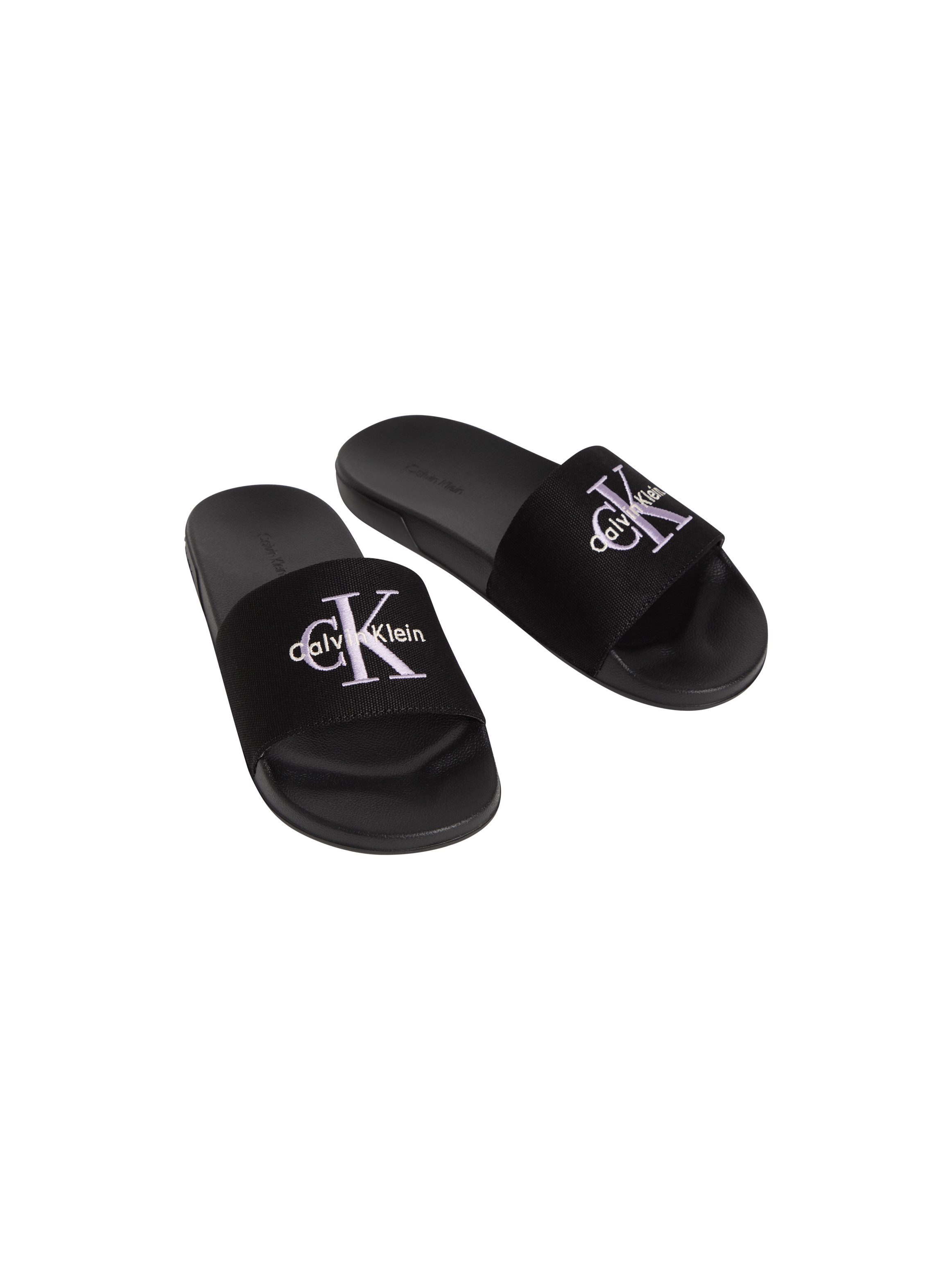 Calvin Klein ESS SLIDE CV WN Pantolette Sommerschuh, Poolslides, Pantolette, Strandschuh mit Logoschriftzug