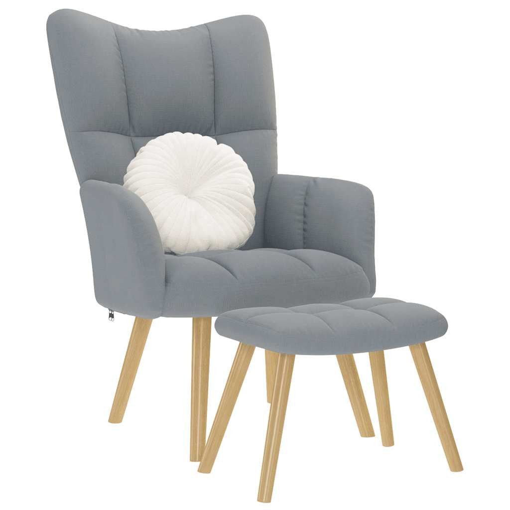vidaXL Sessel Relaxsessel mit Hocker Hellgrau Stoff