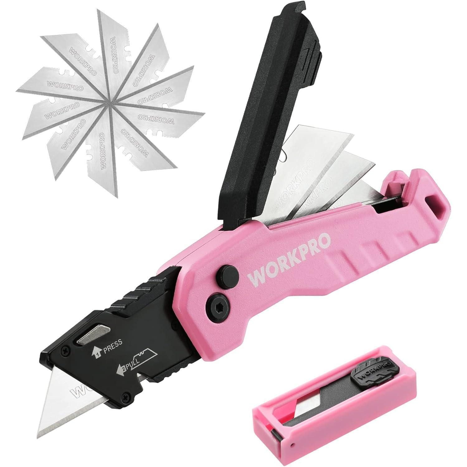 LuxusKollektion Cuttermesser Teppichmesser Aluminium Faltbar Cuttermesser 13 Klingen Rosa
