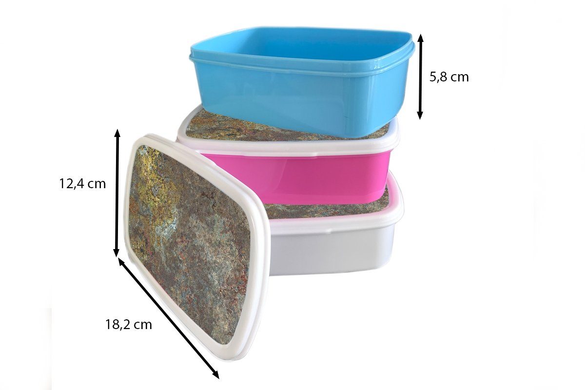 Schiefer Erwachsene, rosa Snackbox, Brotdose Kunststoff, (2-tlg), Stein - Kinder, für Industrie, - - MuchoWow Mädchen, Rost Kunststoff Lunchbox Brotbox