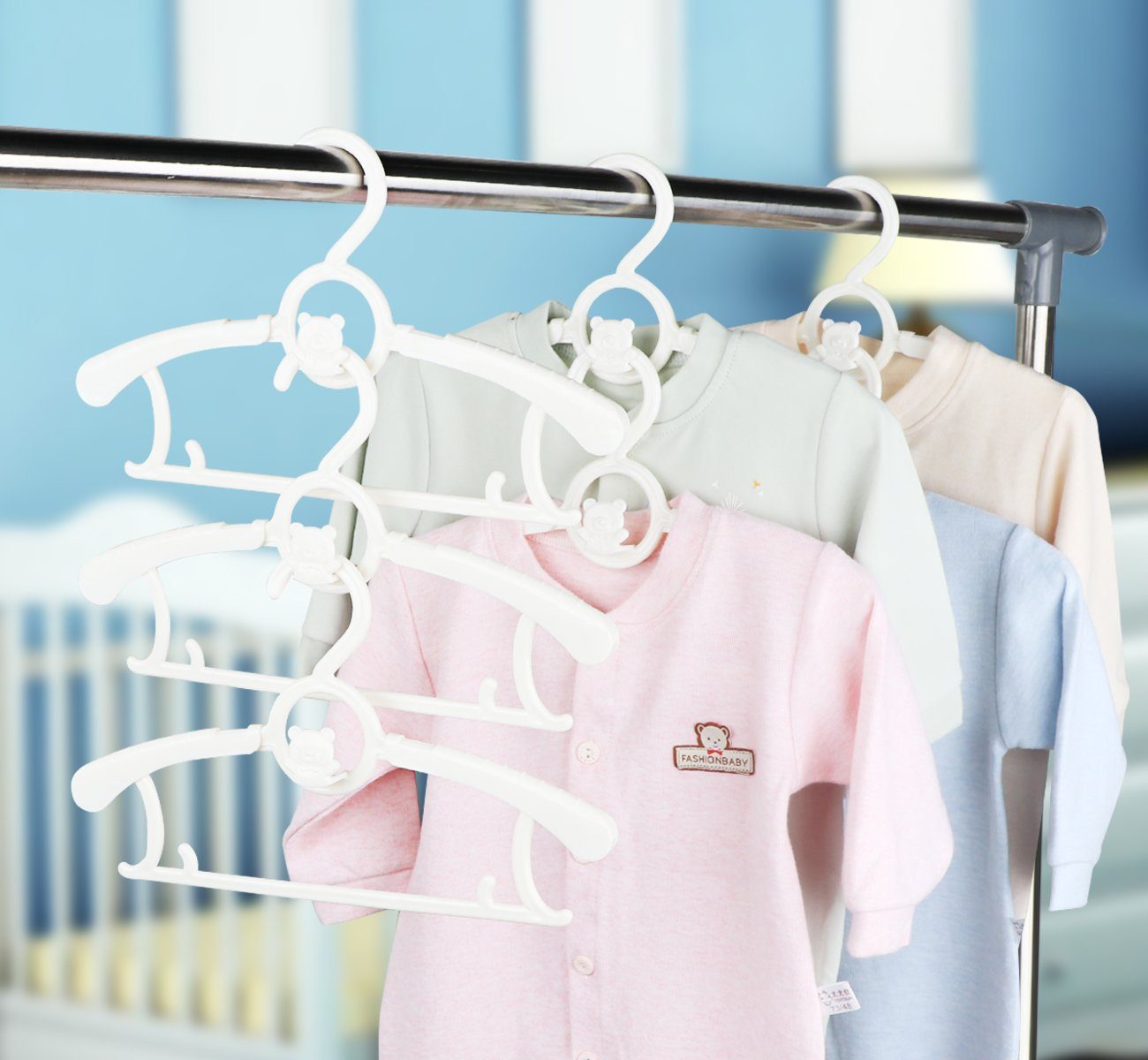 cm, Kinderkleiderbügel 29 Ausziehbare 20tlg 37 - Kleiderbügel Babykleiderbügel Weiß (Set, 20-tlg) Homewit