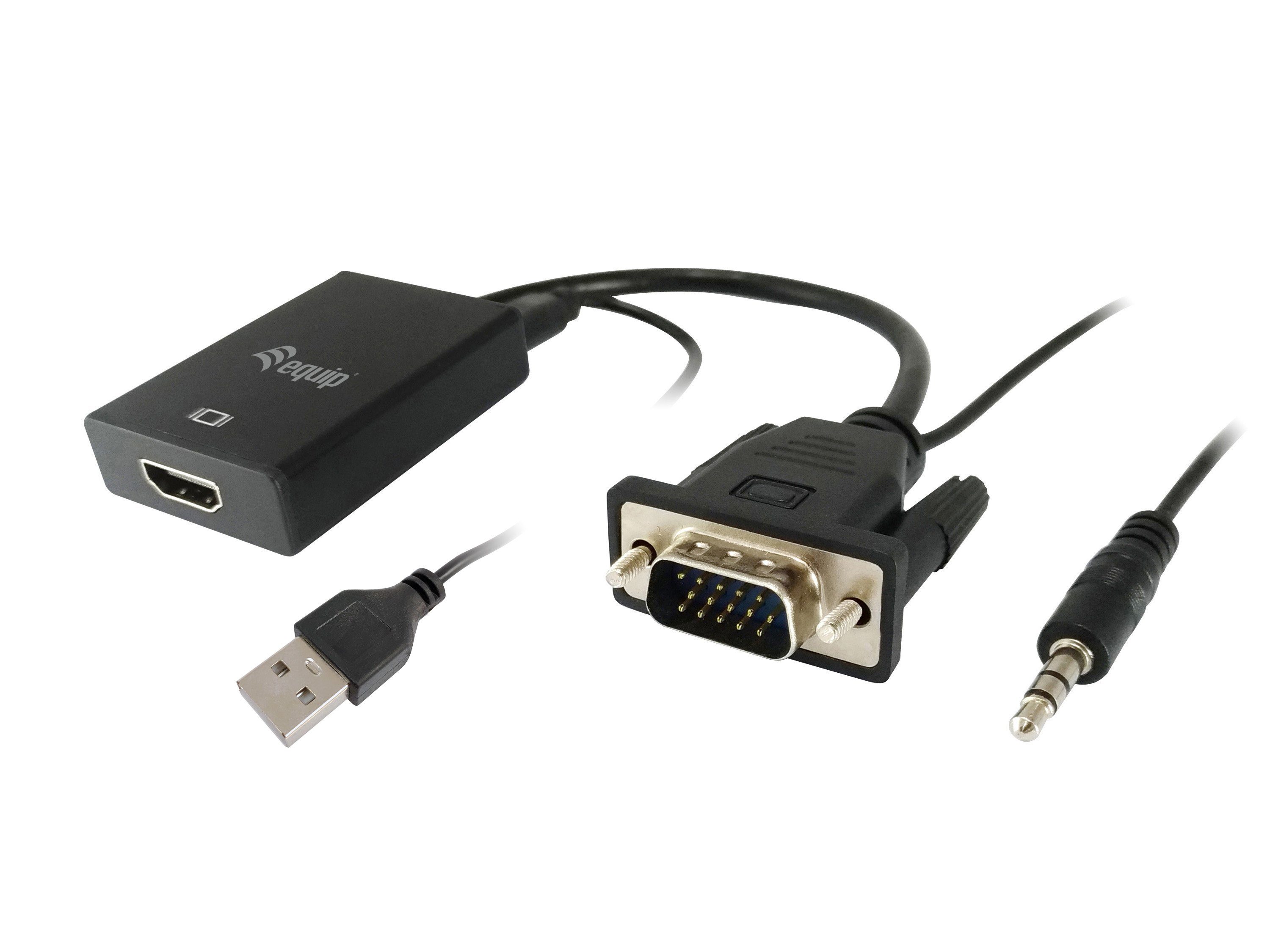 Equip Dekokissen schwarz, Audio, HDMI auf 15cm VGA Equip Adapter, mit